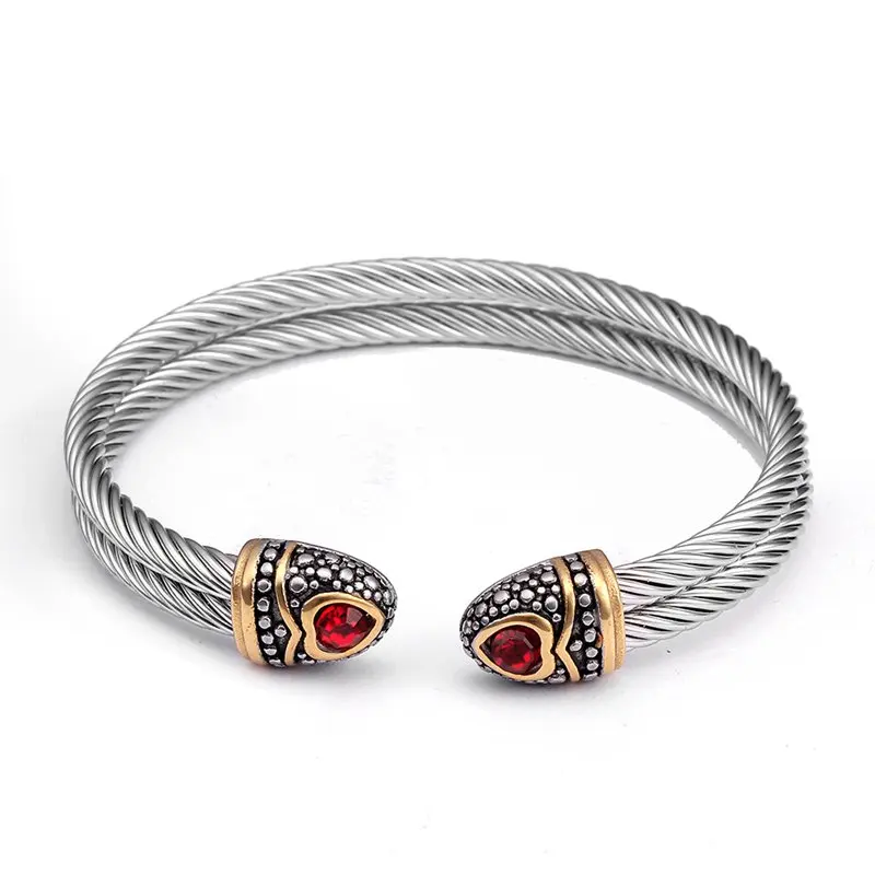 

Cobra Snake Stainless Steel Sporty Men Women Charm Bracelets Bangles Trendy Braided Open Male Fashion Crystal Cuff Bangles