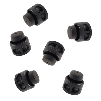 

Fashion Boutique 10 Pcs Plastic Toggle Stoppers 2 Holes Cord Locks End Black