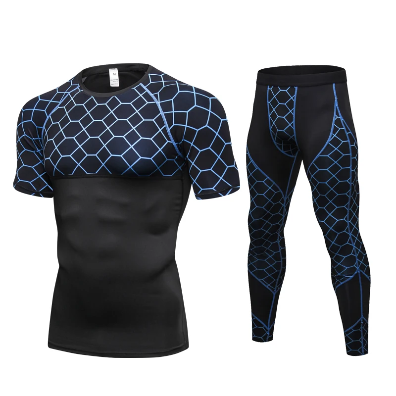 

ONEMIX New Quick Fitness Tights Running Set Mens Sports Suits Short Sleeve T-Shirt Sportwear Comprehensive training suit Men