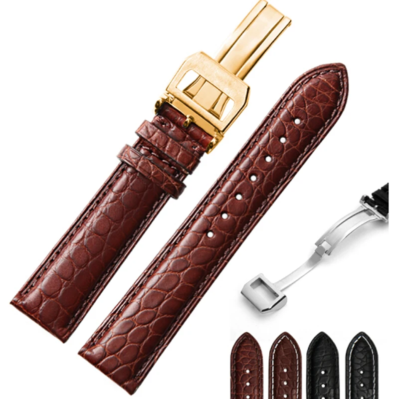 

Shihui genuine leather watch strap crocodile leather men's watch strap Brown watch strap chain accessories 22 20MM brown brown
