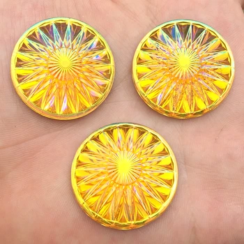 

30mm 3D Crystal AB Resin Rhinestones Flat Back Beads Round Circle Shape Sew On For Clothes Dress Crafts 32pcs/lot -E792