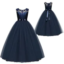 Детское платье для девочек, Свадебное кружево из тюля, длинное платье для девочек, элегантные нарядные Выпускные платья принцессы, платье для подростков