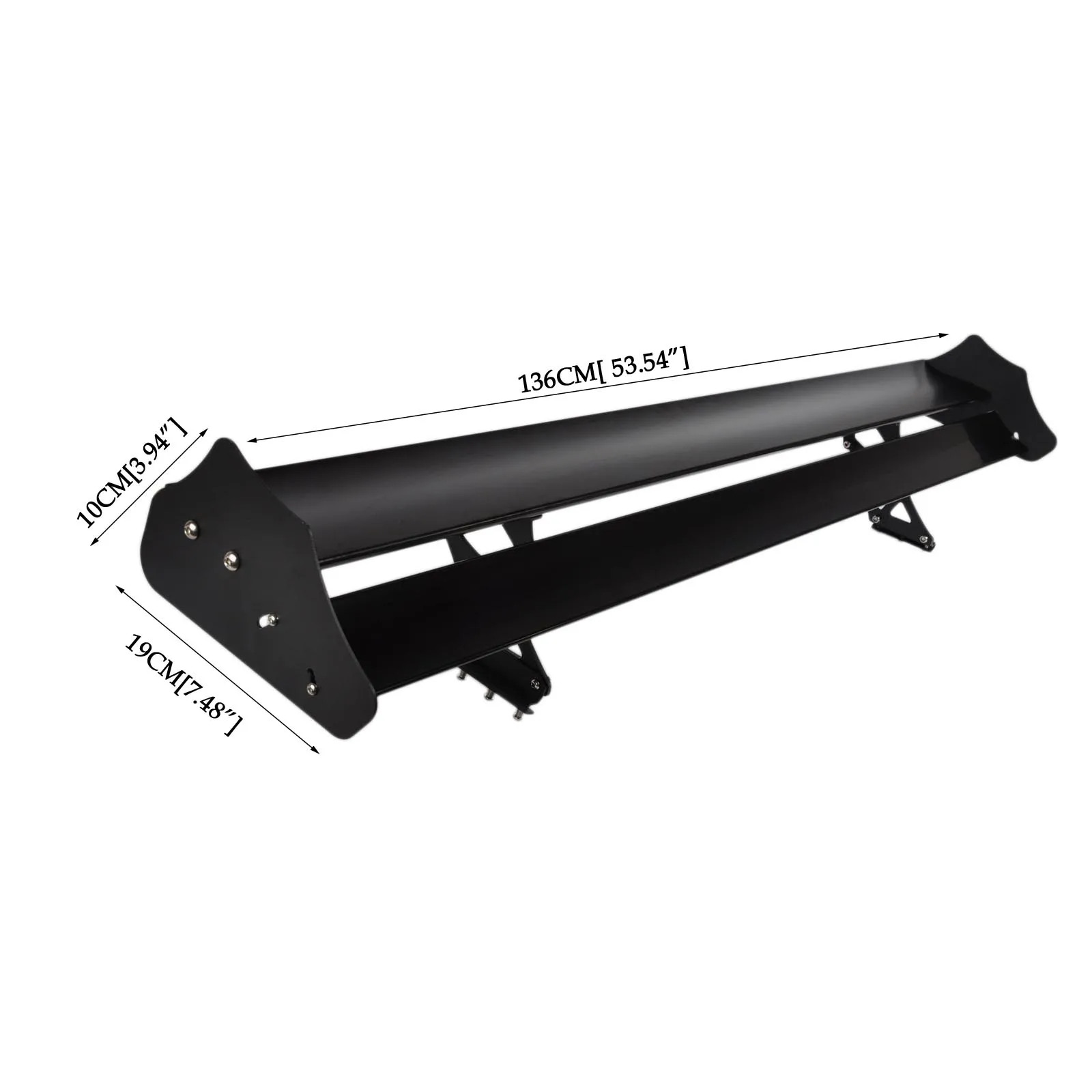 

135CM 53 INCH Universal Adjustable Double Deck Car GT Rear Trunk Wing Spoiler Aluminum Auto Rear Trunk GT Spoiler Wing Black