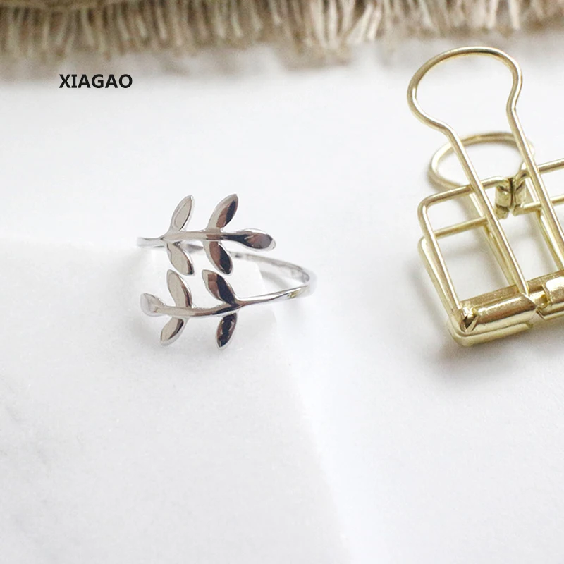 XIAGAO 925 Sterling Silver Open Rings Olive Leaf Adjustable Finger Joint Rings Fashion Silver