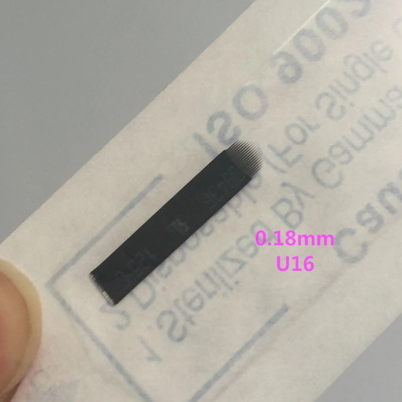

100pcs Laminas Tebori 0.18mm 16 U Shape Needles for Microblading Eyebrow Tattoo Needle for 3D Embroidery Manual Pen Black Blades