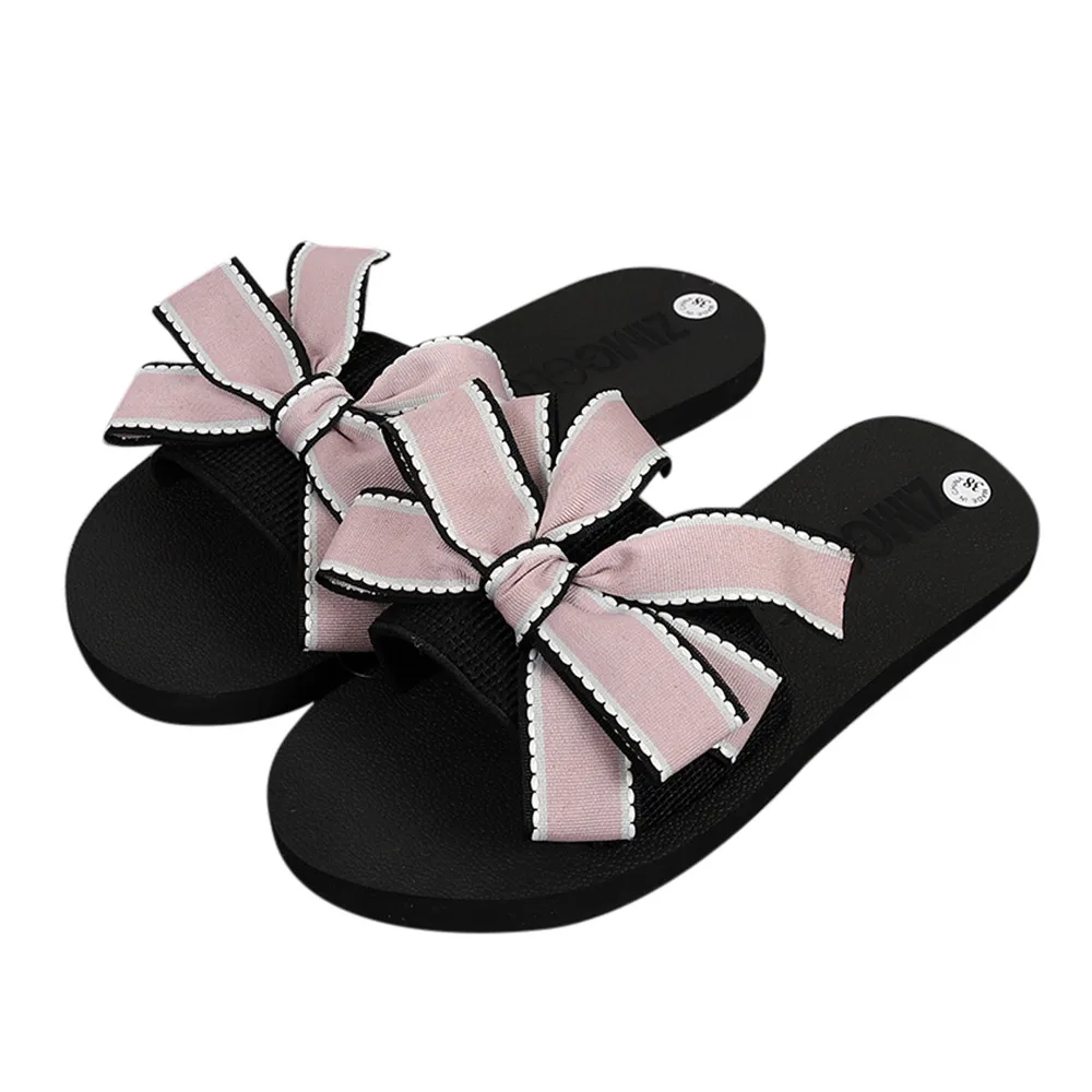 

Women Bow Summer Sandals Slipper Indoor Outdoor Flip-flops Beach Shoes Ladies Flat Slippers Zapatos Mujer Sapatos Femininos