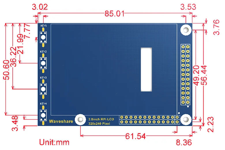 Waveshare 2,8 дюймовый RPi lcd(A) резистивный сенсорный экран TFT дисплей предназначен для Raspberry Pi 320*240 Разрешение SPI интерфейс