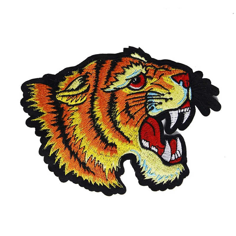 TIGER BIG CAT HEAD EMBROIDERED PATCH 5 INCHES