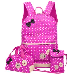 Школьные рюкзаки 3 шт./компл., женский рюкзак, нейлоновые школьные сумки для учеников, школьный рюкзак в горошек с принтом, рюкзаки для