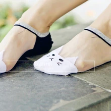 30 пар/лот,, женские летние носки с котами из мультфильма, стеклянные короткие носки, повседневные Лоскутные носки с кристаллами