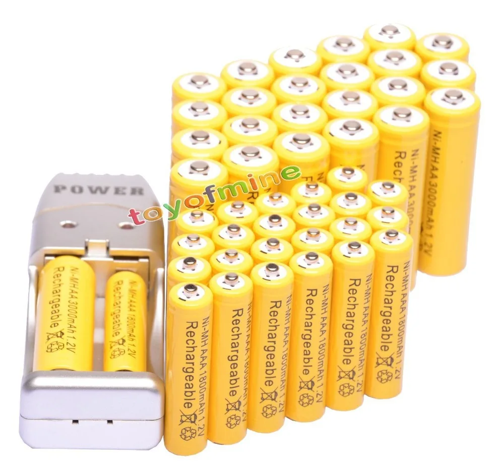 24+ 24x AA AAA 1800mAh 3000mAh аккумуляторная батарея 1,2 V желтый+ USB зарядное устройство