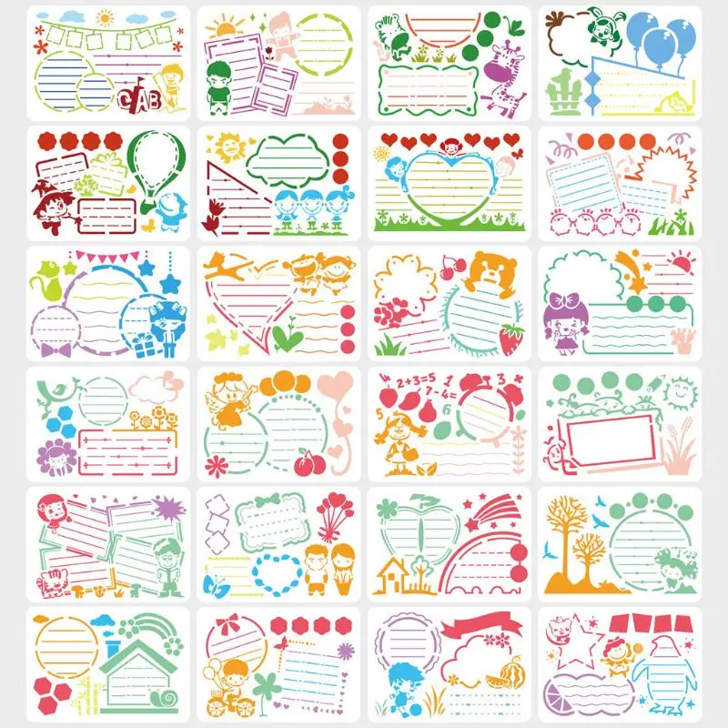 8pcs/set Kids Hand Copy Painting Drawing Template Rulers A4 Stencils DIY Painting Mold School Supply Tools Craft Children Gifts