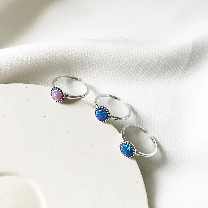 Кольцо Peri'sBox, винтажное, 925 пробы, серебряное, Опаловый камень, изящное, штабелируемое кольцо для женщин, 2 цвета, одноцветные, натуральные, обручальные кольца