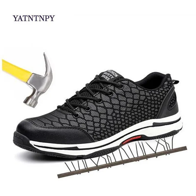 

YATNTNPY Men Work Safety Shoes Casual Reflective Light at Night Sneakers Women Non-slip Boots Security Protection Footwear