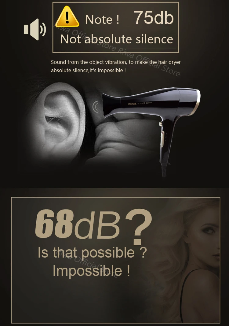 Lidar com Secador de Cabelo Secador de Cabelo Máquina de Sopro w de Alta Riwa Peso Leve Potência Difusor Styling Estilor Ferramenta Cabelo Baixo Ruído Rc-7202 2200 8 de cabelo difusor styling styler ferramenta cabelo