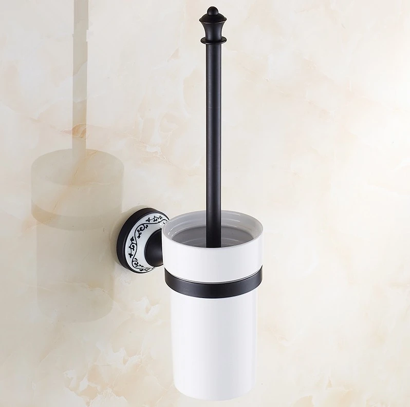 Vintage Black Finish Bathroom Accessories, Ceramics Design Toilet Brush
