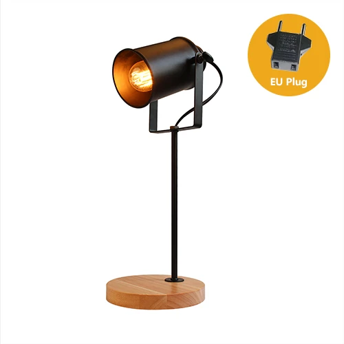 Ретро деревянная Регулируемая Настольная лампа для чтения Винтажный светодиодный светильник для офиса, кабинета, спальни, прикроватной тумбочке, домашнего декора, освещения - Цвет корпуса: EU Plug