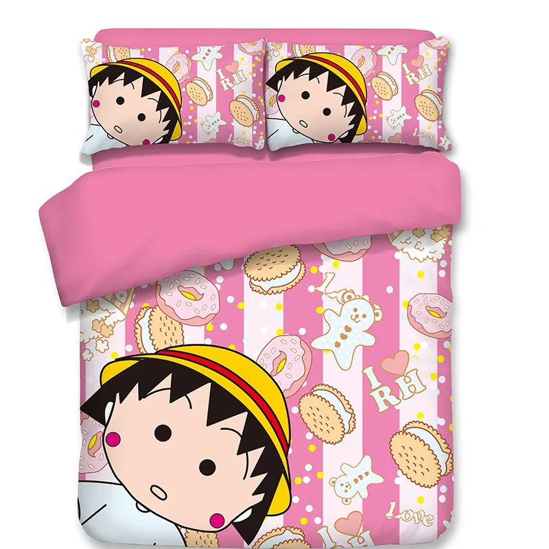 

Anime Chibi Maruko Chan Bedding Set For Girls/Kids 3/4Pcs Set Duvet Cover Set/Children Cartoon Twin Queen King Size Beddings