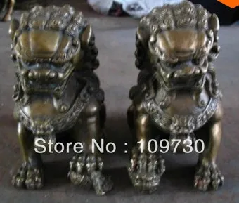 

dh00104 Fengshui nice Bronze Guardion Lion Foo Fu Dog Statue