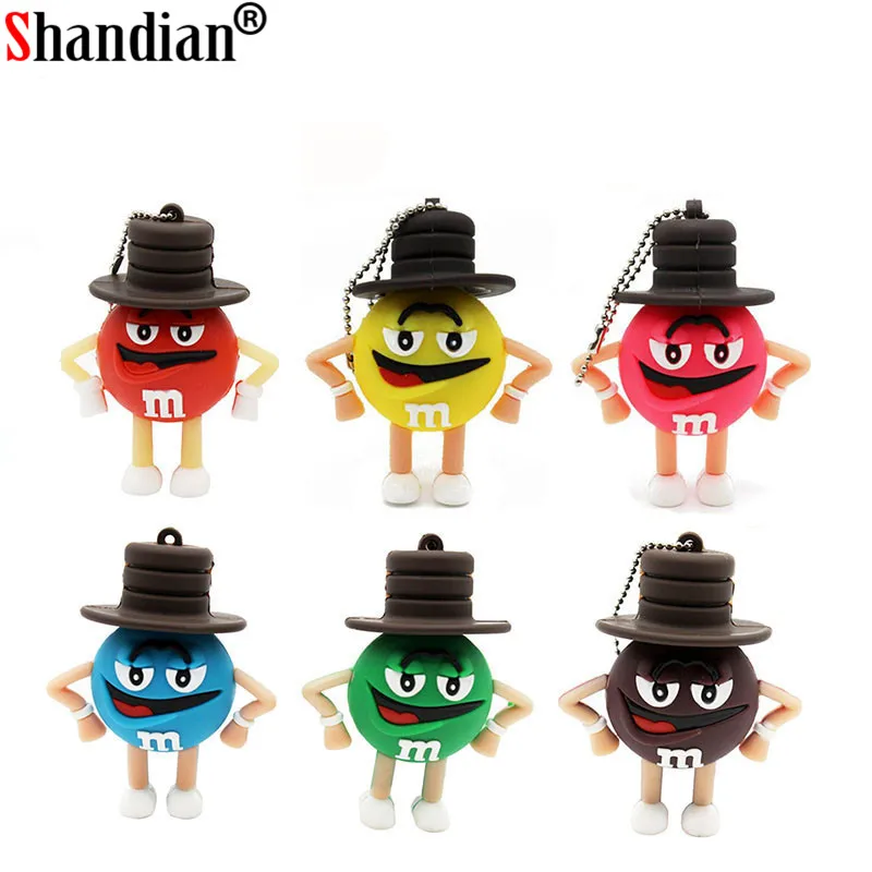 

SHANDIAN promotion Cartoon wearing hat M bean usb flash drive USB 2.0 memory stick pen drive 4GB 8GB pendrive 16GB 32GB 64GB