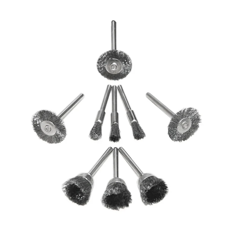 9pcs Abrasive Brushes Metal Polishing Buffing Wheels 3.2mm Shank