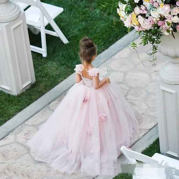 US $149.99 Blush Pint Performance Costumes Girls Dresses Appliques Spaghetti Straps Ball Gown Ruffles Tulle Pageant Dresses For Girls