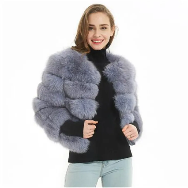 

Maomaokong 2019 new real fox fur Winter natural fur Fashion short Slim jacket Luxury leather jacket Women's jacket