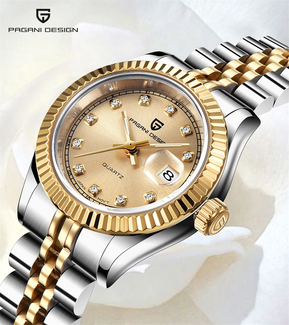 Топ роскошные женские часы PAGANI Дизайн белый циферблат Кварцевые женские нарядные часы водонепроницаемые стальные модные часы Relogio Feminino
