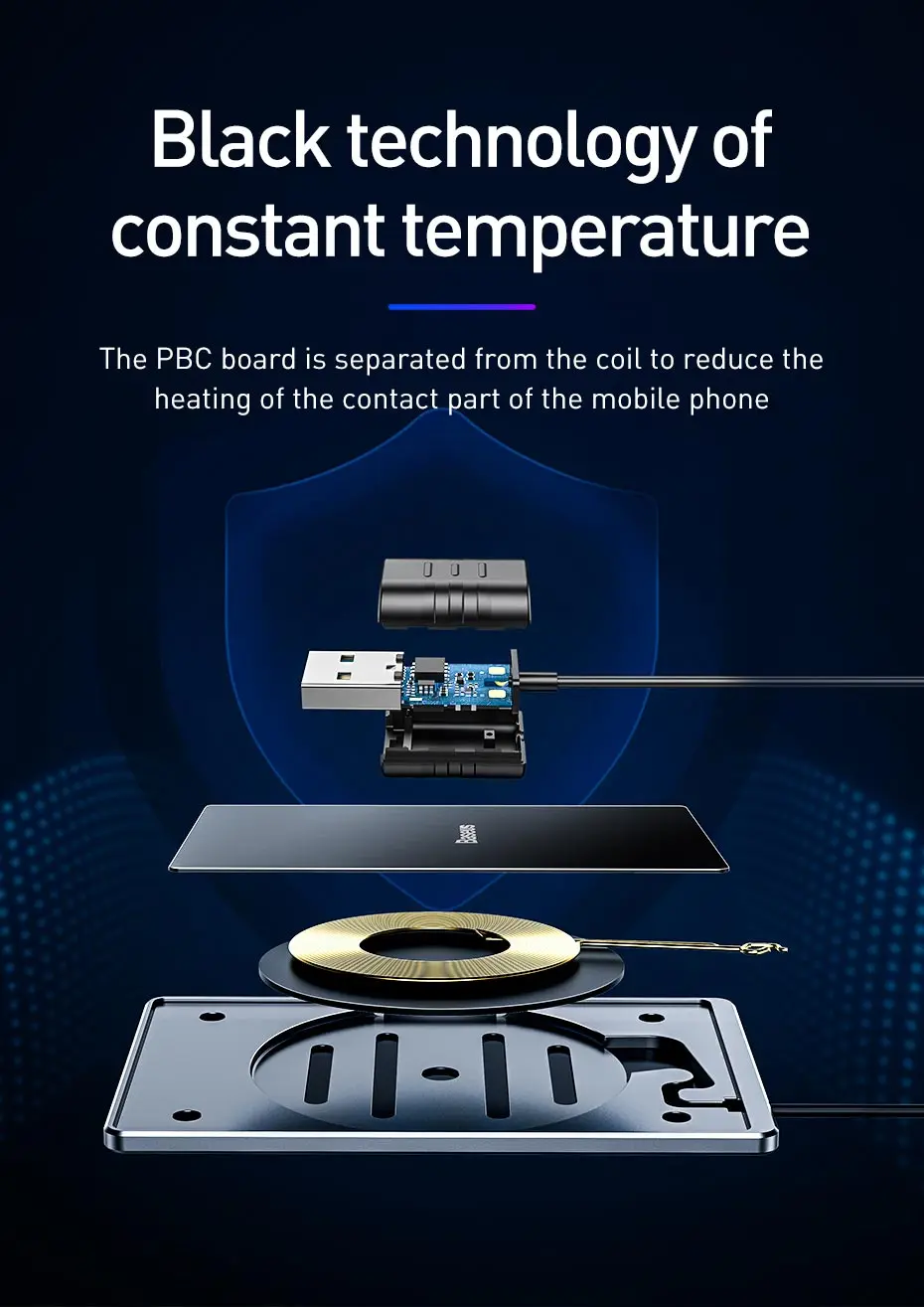 Baseus 15 Вт Qi Беспроводное зарядное устройство портативная карточная конструкция быстрая Беспроводная зарядная площадка для iPhone X XR XS samsung S10 Xiaomi Mi 9 huawei