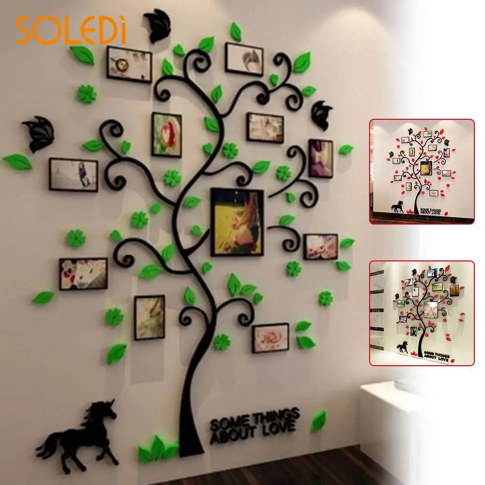

Acrylic Tree Wall Stickers Wallpaper 3D Home Decor Living Room Removable Contemporary Sticker for Photo Memory Hanging Decal