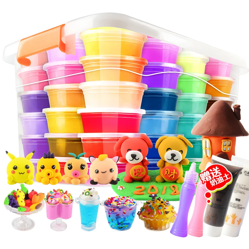 

Kids Colored Clay Modeling Clay Toy Creative DIY Lightweight Clay with Slime Mud Kit Malleable Playdough Educational Toy Gift