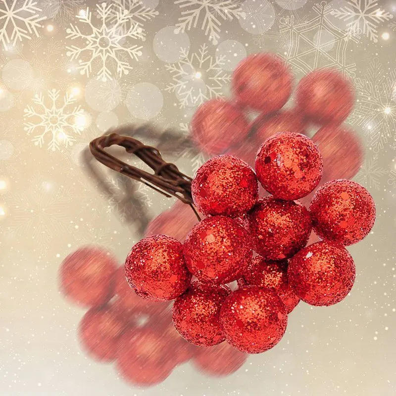 10 шт./лот, подвесные шары для рождественской елки, фруктовый шар, вечерние украшения, красные, серебристые, золотые рождественские украшения для дома, год