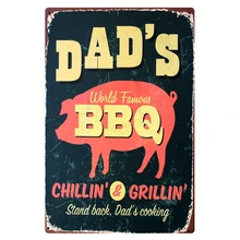 [Mike86] DAD's Принадлежности для шашлыков свинья металлический плакат подарок паб стены знак художественная роспись Craft Бар Декор b-212mix заказ 20*30 см