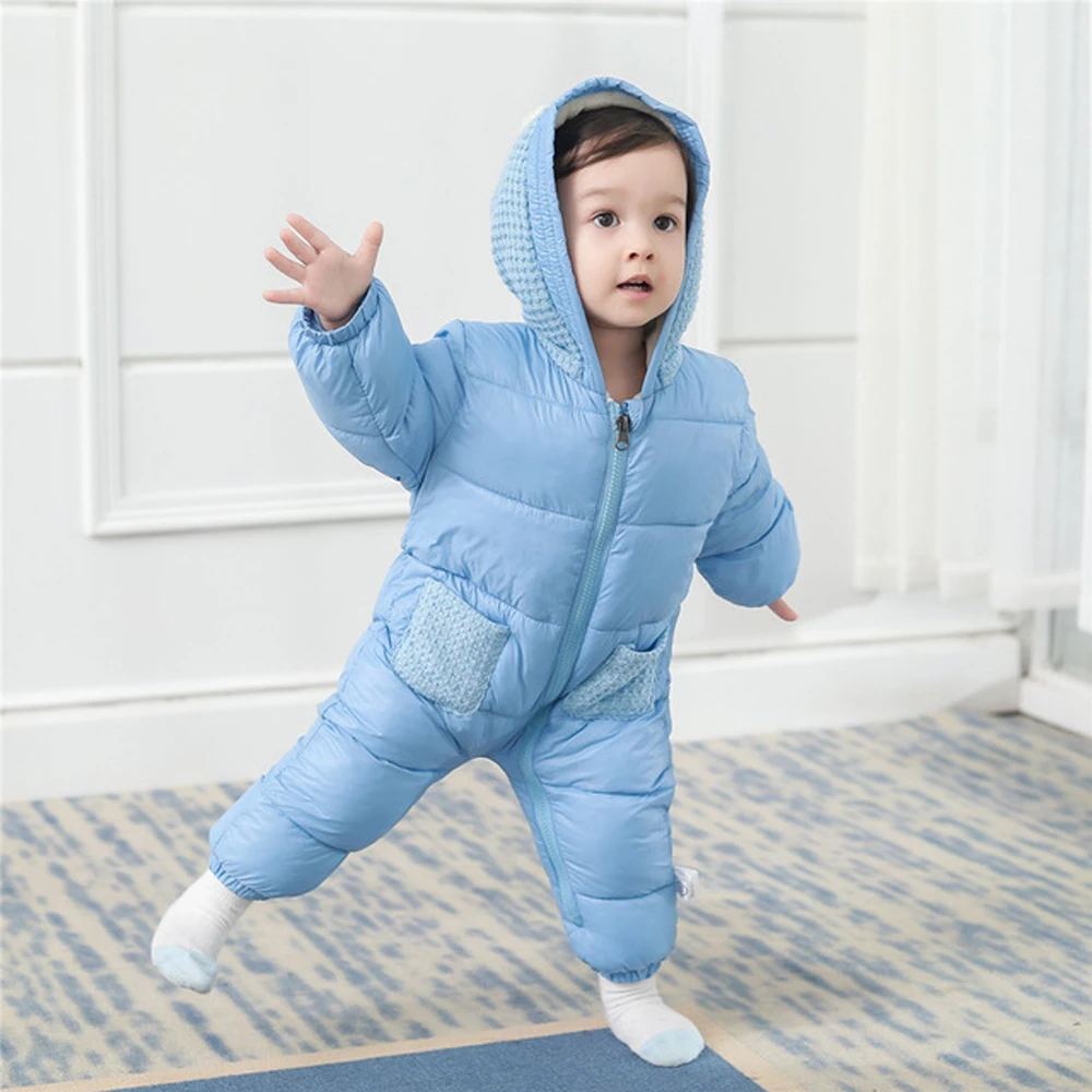 

Winter Thicken Newborn Baby Rompers Warm Infant Clothes Baby Boys Girls Romper Jumpsuit Kid Hooded Outerwear Snowsuit For 0-24M