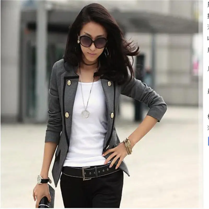 New Fashion 2016 Spring Suit Jacket Women Double Breasted