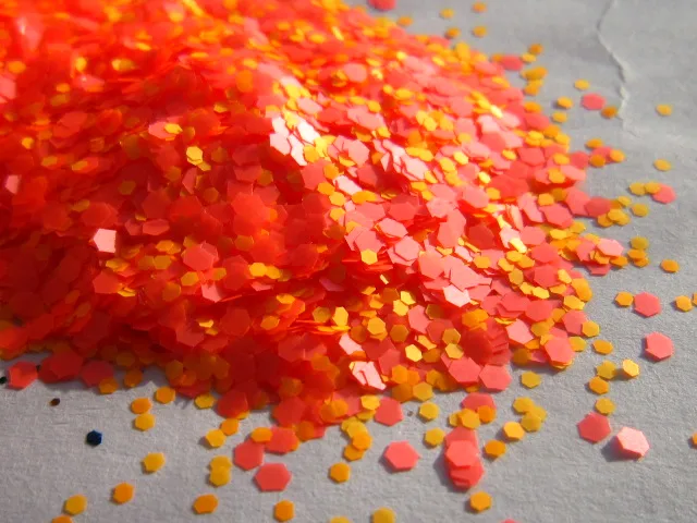 Neon Orange Yellow Solvent Resistant Glitter Mix for Gel