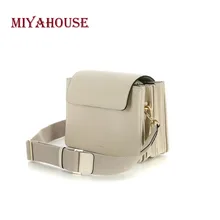 Miyahouse PU кожаная сумка на плечо с широким ремешком для женщин простая однотонная сумка-мессенджер Женская корейский стиль