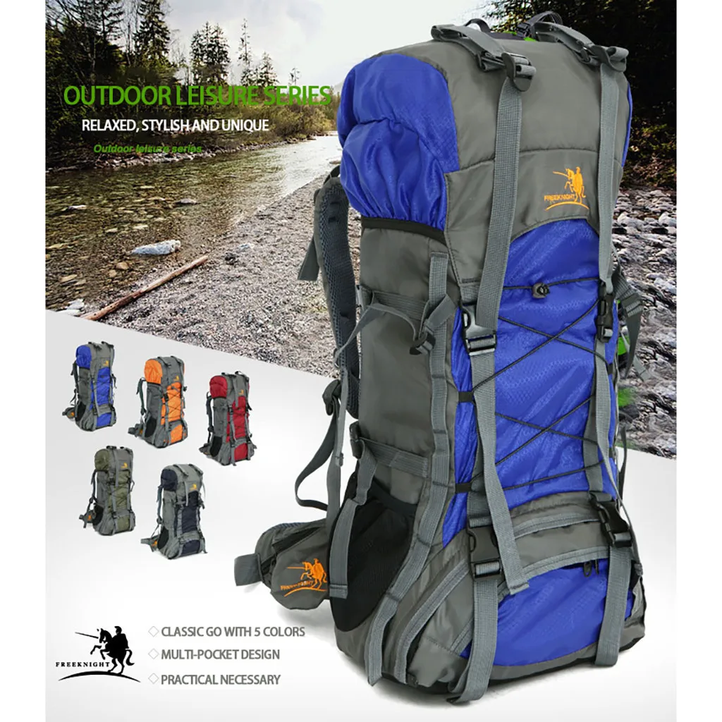 

bags Extra Large 60L Nylon Waterproof Mountaineering Backpack Outdoor Sport Climbing Hiking Traveling Picnic Bag Rucksack 5S#080