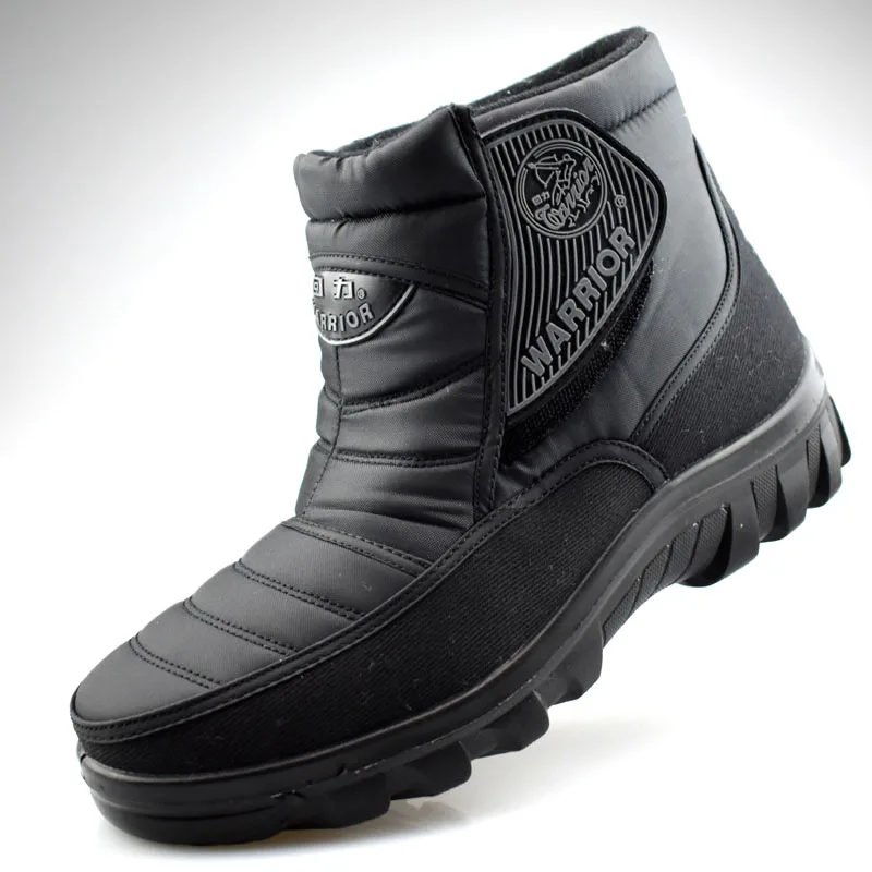 Warriror/ зимние водонепроницаемые мужские зимние ботинки толстые уличные мужские Ботильоны Теплая обувь из ткани Оксфорд с хлопчатобумажными стельками