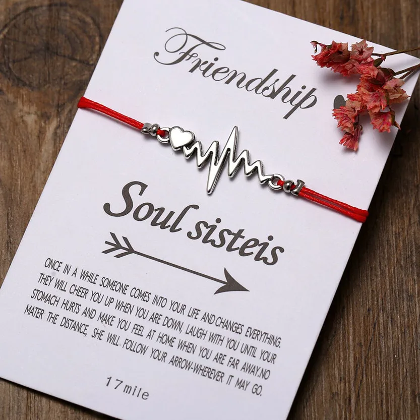 

Creative Blessing Card Hand Strap Alloy ECG Bracelet Set for Women