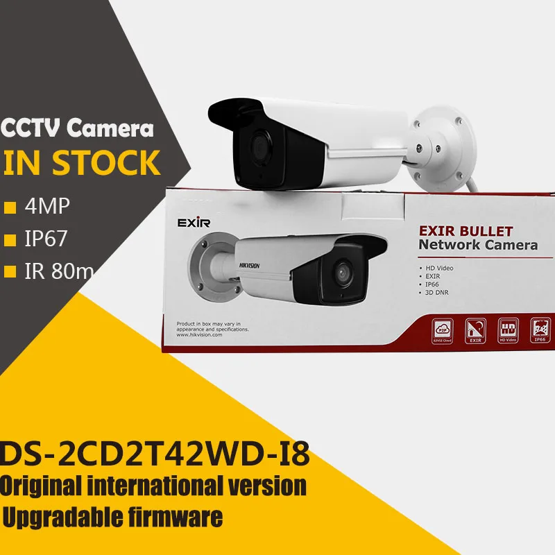 In stock original english version DS-2CD2T42WD-I8 4MP EXIR Network Bullet IP security Camera POE 120dB WDR 80M IR