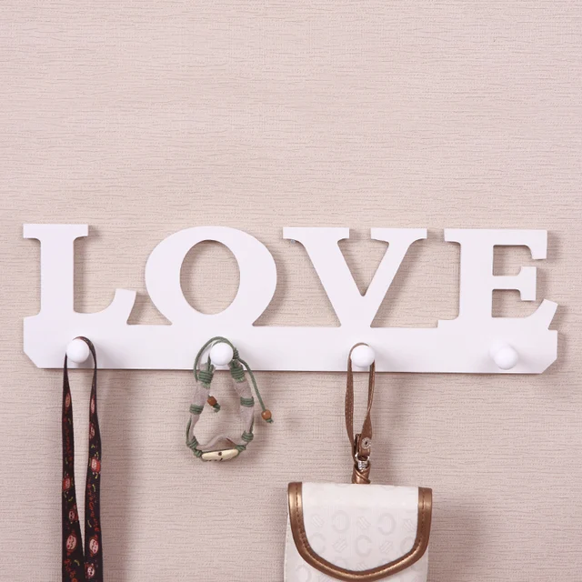 Warmth Home Decor Love Hanger Wooden Back Door Key Holder Hat Scarf Hanger Hooks for Bathroom Warmth Home Decor Love Hanger Wooden Back Door Key Holder Hat Scarf Hanger Hooks for Bathroom