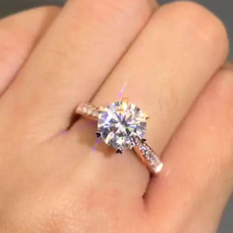 2 карат 18K розовое золото Moissanite бриллиантовое кольцо роскошная Корона сердце