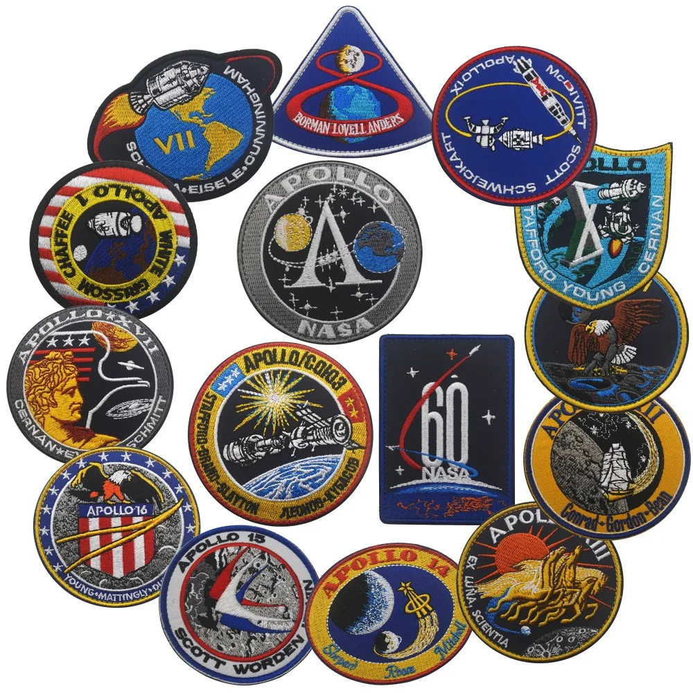 1 Piece APOLLO Mission Embroidery Decal Patch Astronaut DIY Spaceship Emblem Collage American Combat Outdoor Supplies Icon Badge