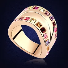 Классический палец кольцо для леди проложенные кристаллы от Swarovski Роскошные Горячие женские Свадебные обручальные кольца Высокое качество ювелирные изделия