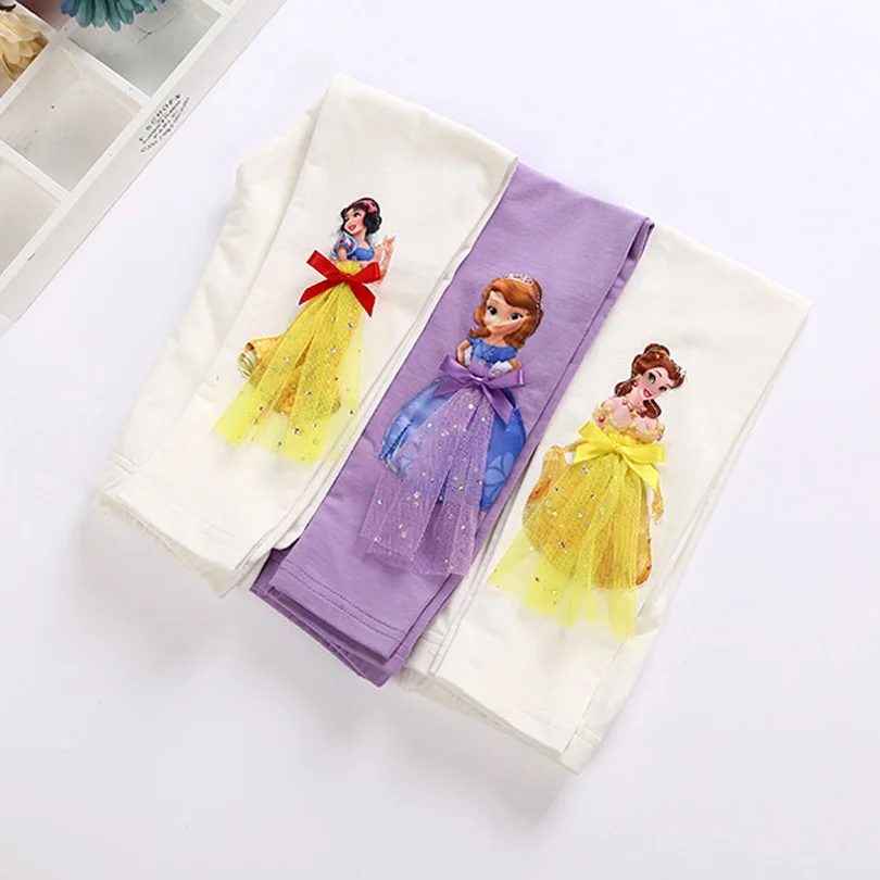 Детские леггинсы с объемным рисунком принцессы Анны и Эльзы для девочек, штаны, штаны, детские штаны, От 2 до 9 лет