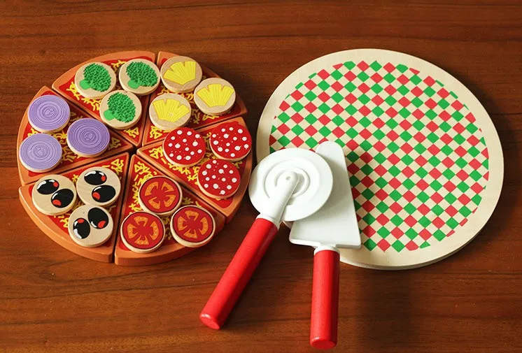 Детская деревянная пиццы пищевой игры/cut пиццы симулировать Игрушечные лошадки для детей и обучения ребенка развивающие игрушки, 1 шт./упак