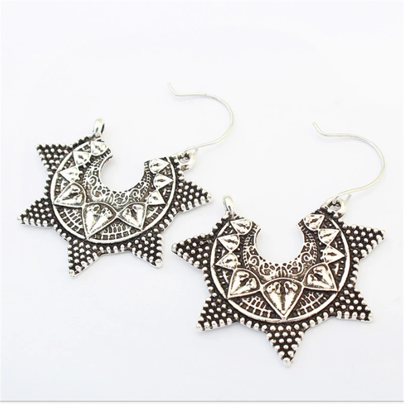 

Hot Sale Retro Star Ethnic Earrings Statement Dangle Earrings Gold Silver Bohemia for Women Fashion Jewelry wedding Party Gifts