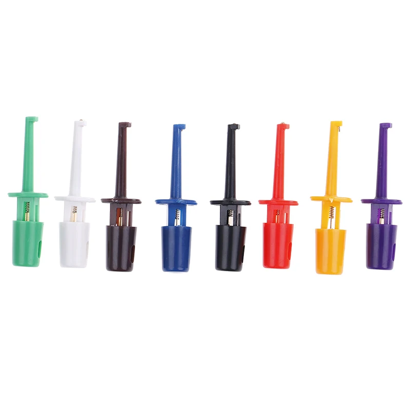 10/12Pcs Mini Single Test Hook Clip Test Probe For Electronic Testing IC Grabber Large Size Round Crocodile Clip Hook alligator clips test probes test clip test hooks clips