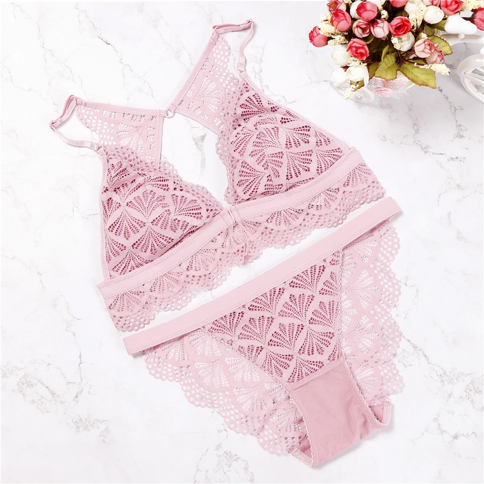 

2018 Front Buckle Transparent Lace intimates Ultra Thin Special Bra High Waist Panties Set Underwear Women Sexy S M L XL